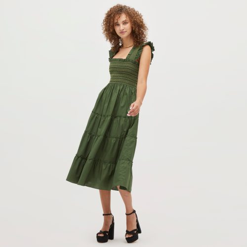 August TheEllieNapDress GreenwithContrastSmocking 0201copy