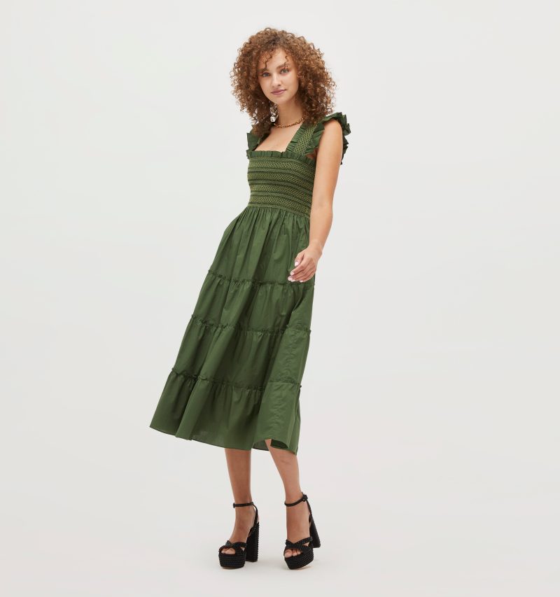 August TheEllieNapDress GreenwithContrastSmocking 0201copy