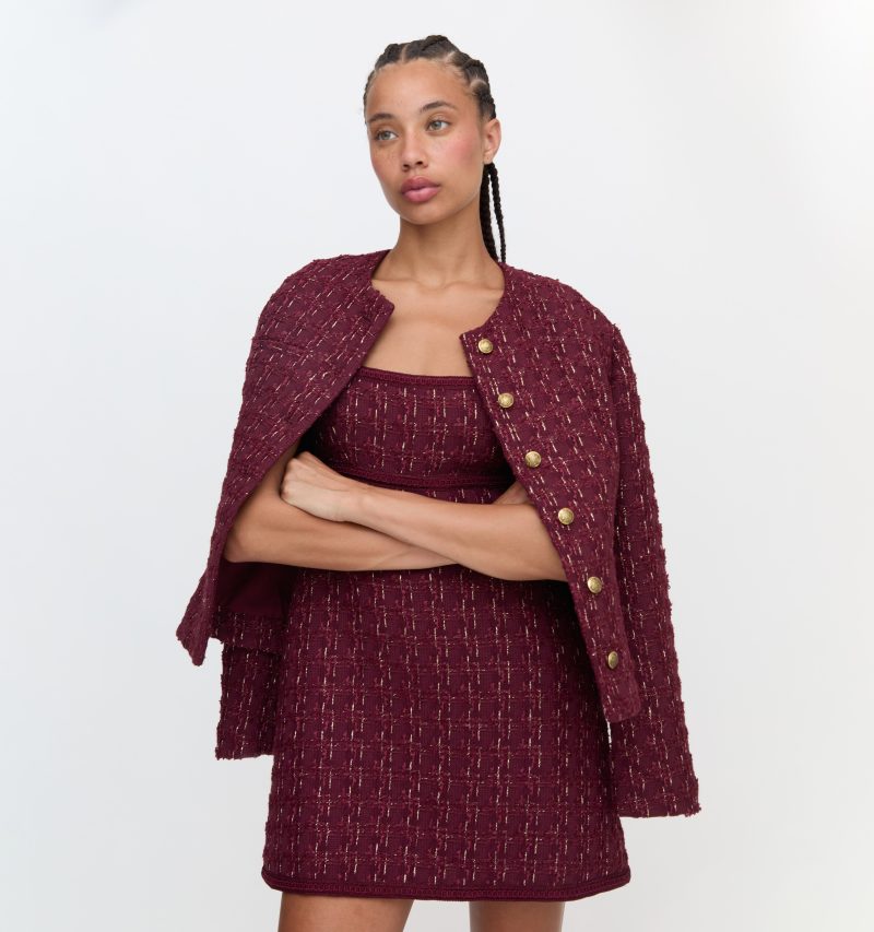 BennettDress BurgundyTweed22341