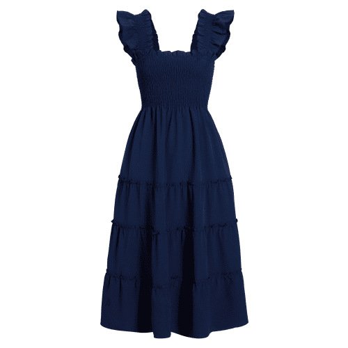 The Crepe Ellie Nap Dress - Navy Crepe color:Wrinkle Resistant Navy Crepe