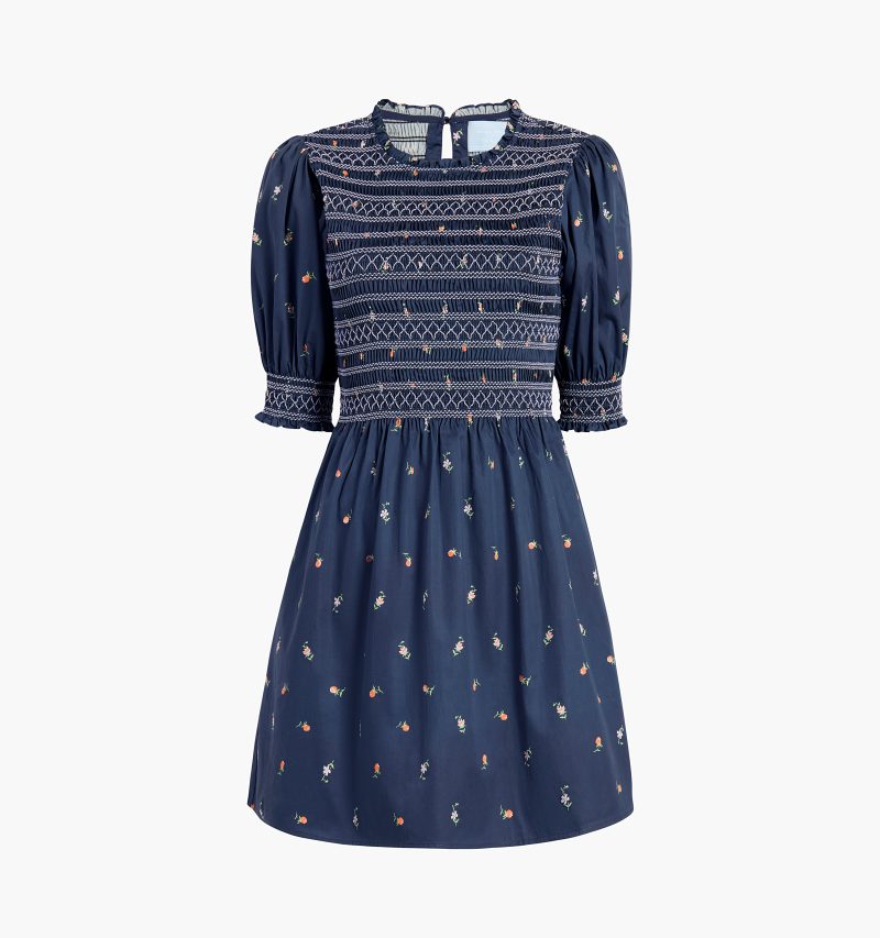 color: Petite Fleur in Navy Cotton Sateen