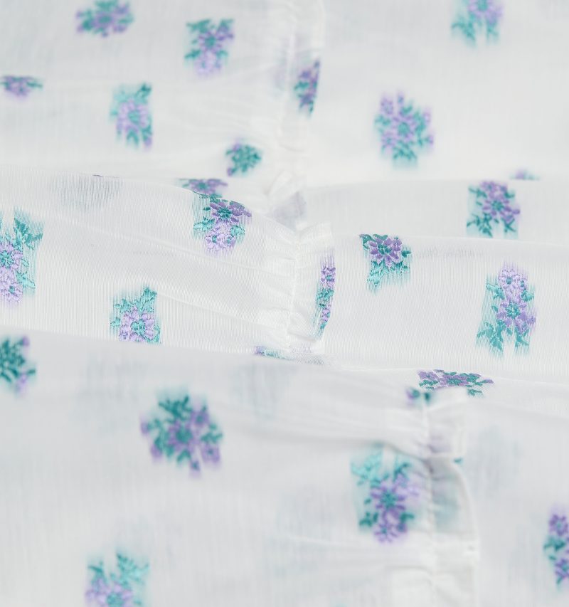 HHH2501 TheEllieNapDress FloralOrganzainSpearmint Lilac GH Fabric Details