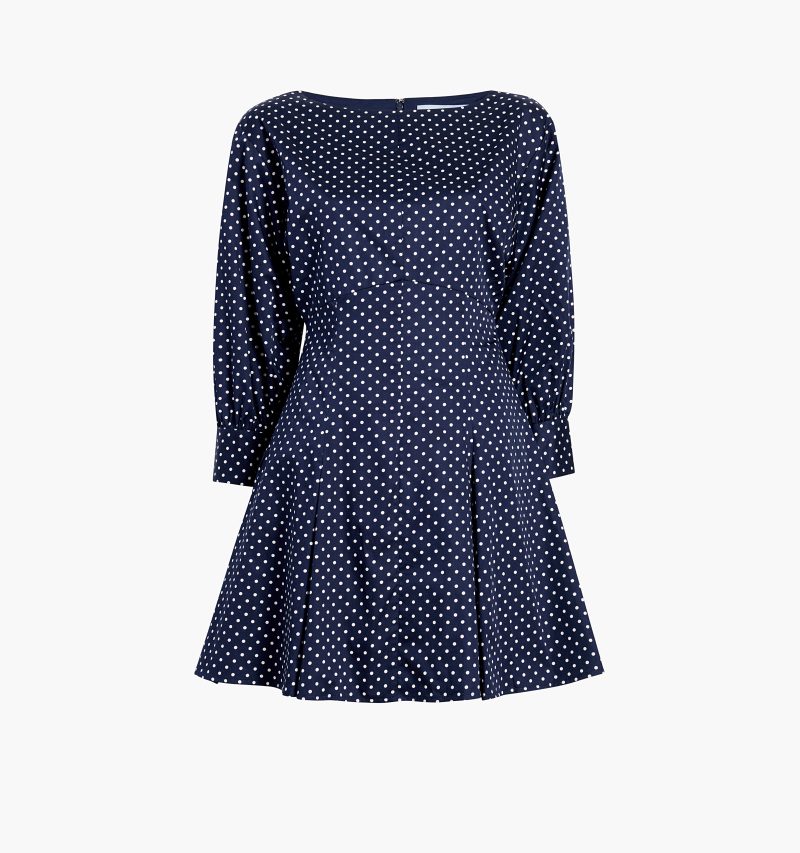 color: Navy Polka Dot Cotton Sateen