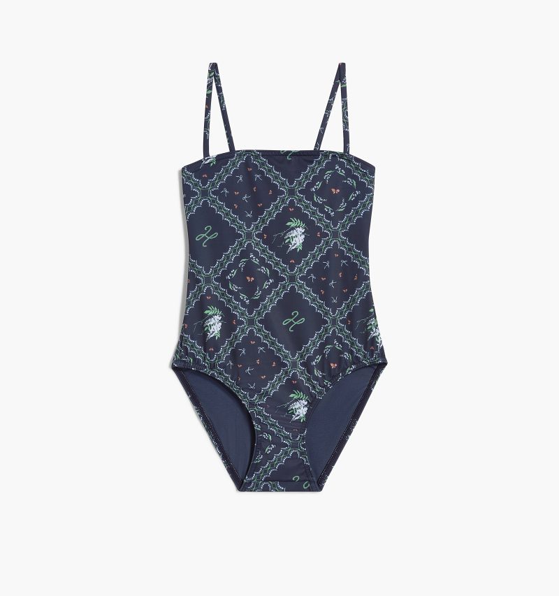 HHH2805 TheGianaSwimsuit SmallScaleFloralPatchworkNavy GH Front 1