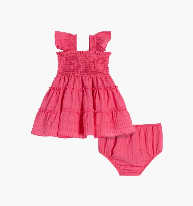 HHH2814 The Baby Ellie Nap Dress Watermelon Organza Seersucker PU Front 1