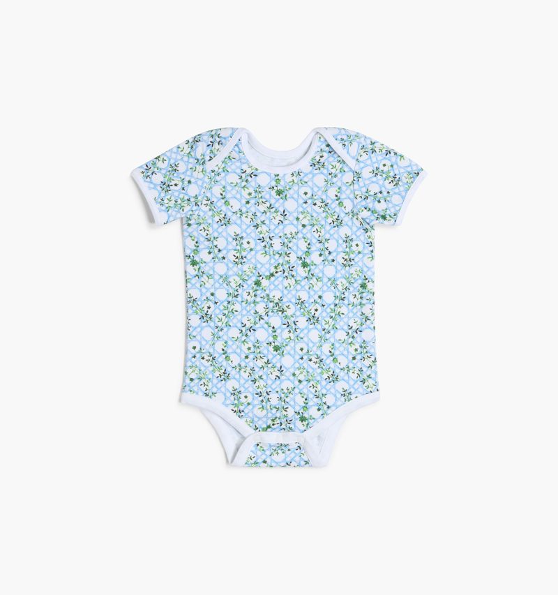 HHH2836 The Short Sleeve Onesie Basketweave Vine in Blue PU Front 1