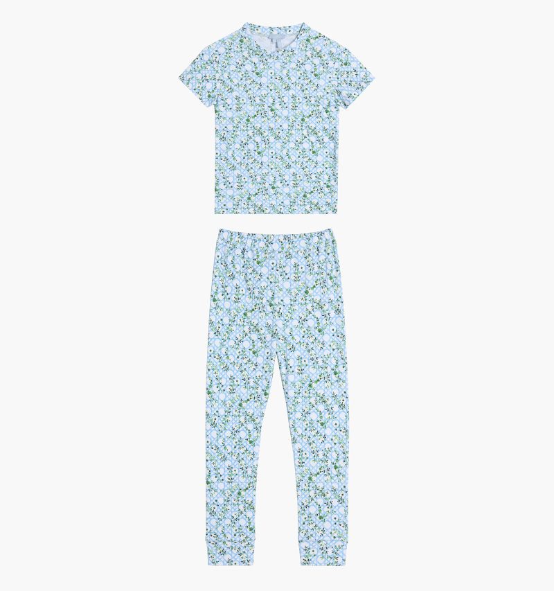 HHH2840 TheTinyPJSet BasketweaveVineinBlue PU Front 2