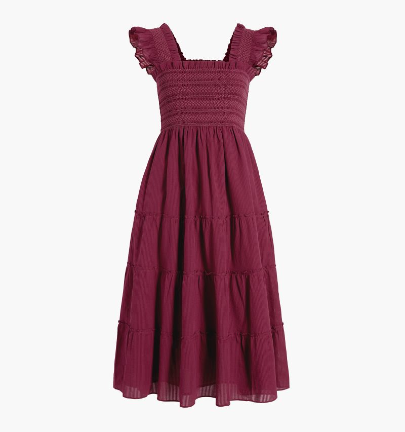 HHH2932 TheEllieNapDress Burgundyw ContrastStitch GH Front 1