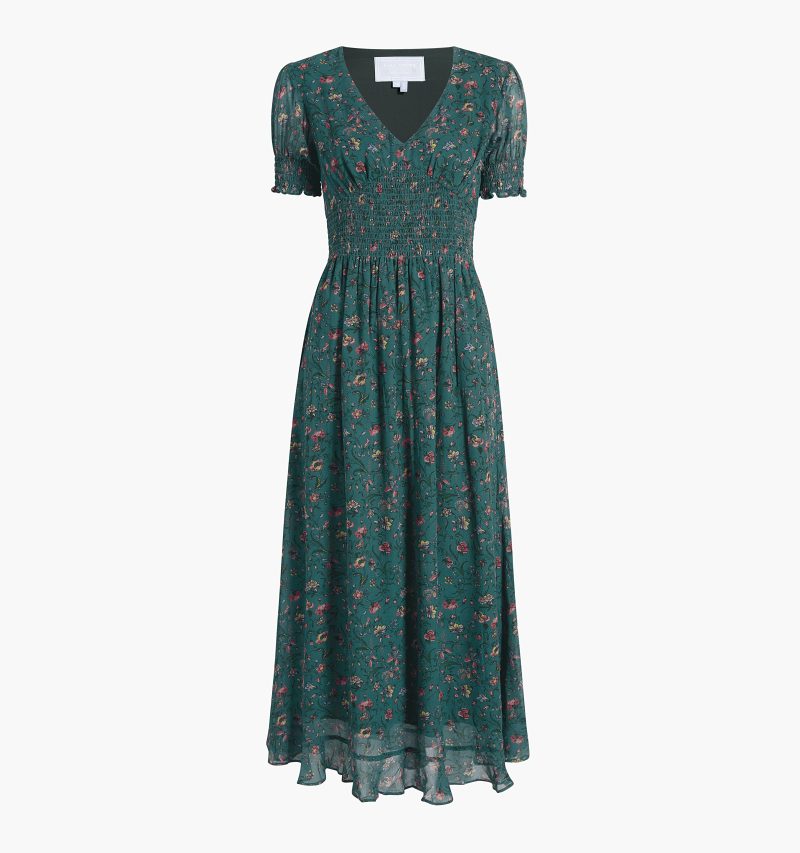 HHH2933 TheGeorgiaNapDress BottleGreenFleurChintz GH Front 1