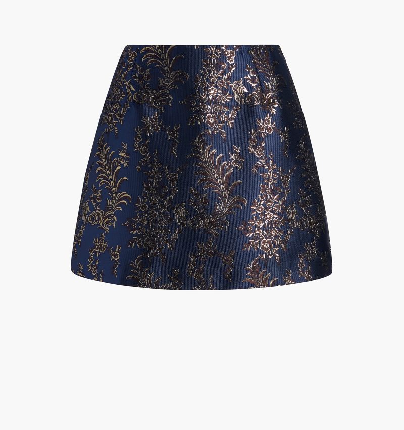 HHH2935 TheHallieSkirt NavyBirdBrocade GH Front 1