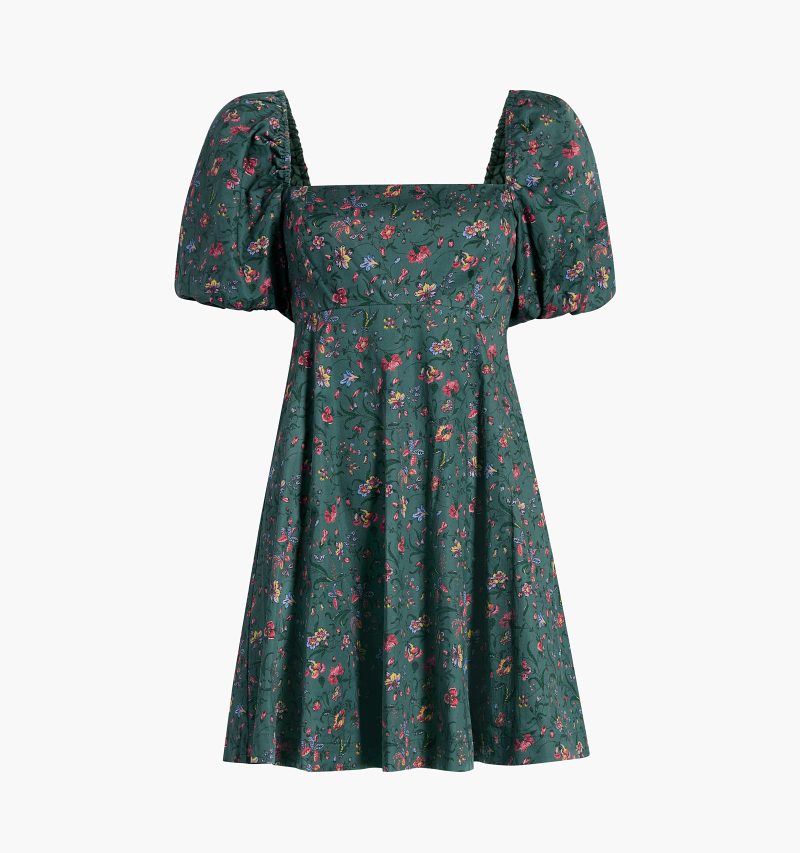 HHH2946 TheMatildaMiniDress BottleGreenFleurChintz GH Front 1