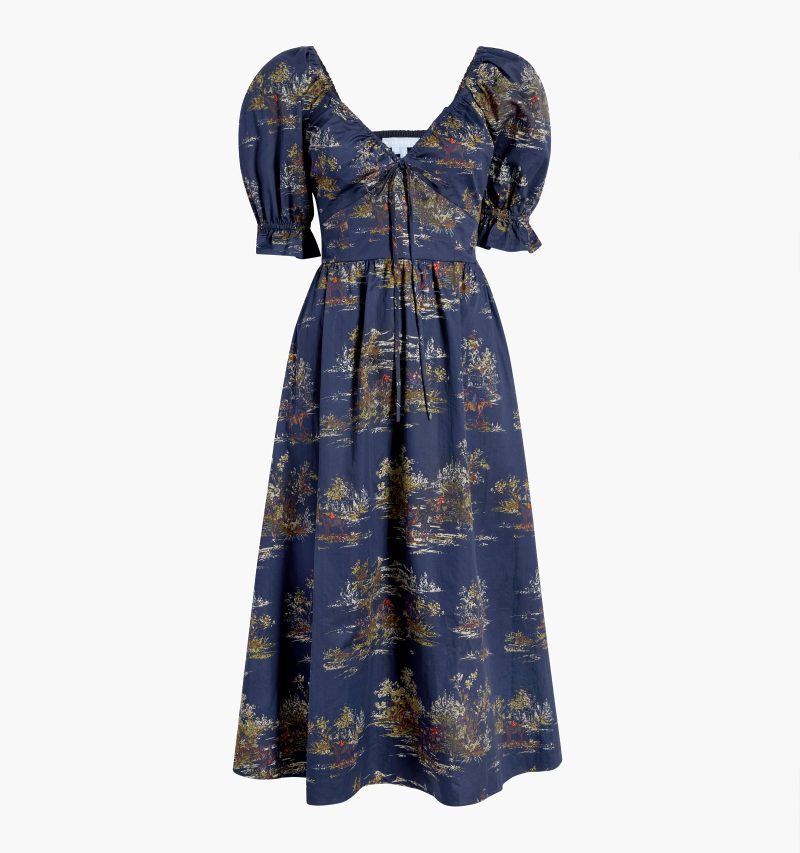 HHH2948 The Ophelia Dress Navy Equestrian Toile GH Front 1