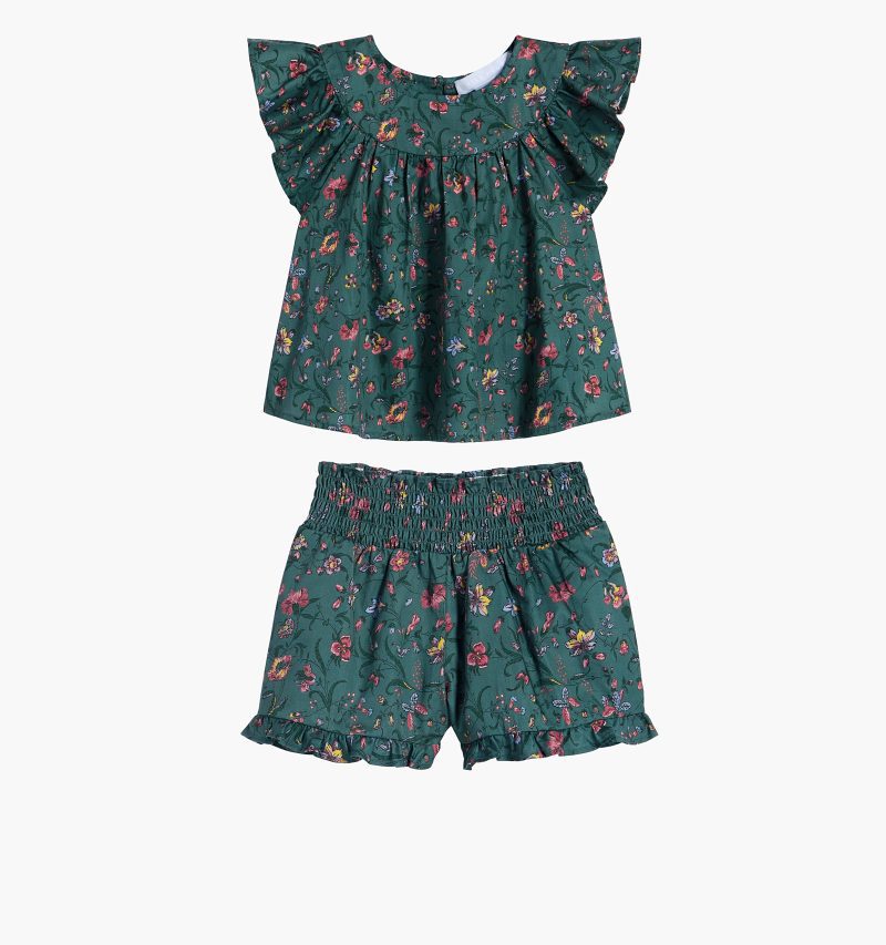 HHH2968 TheTinyHeidiShortSet BottleGreenFleurChintz PU Front 1