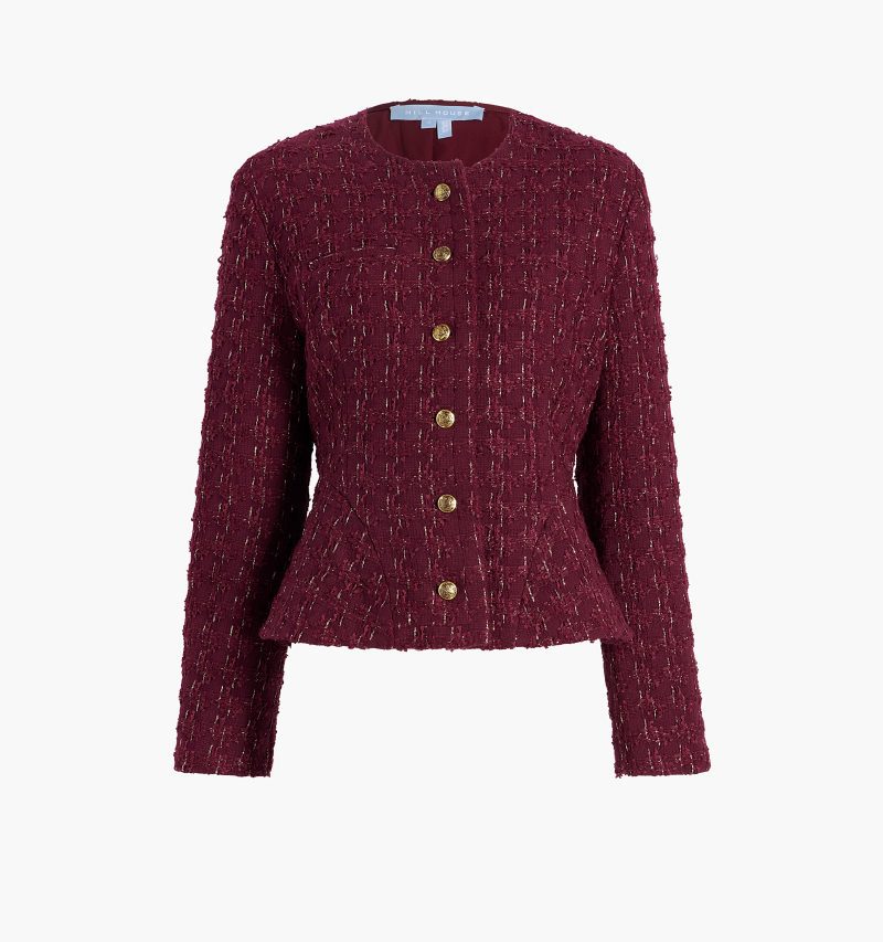 HHH2970 TheValentinaJacket BurgundyTweed GH Front 1