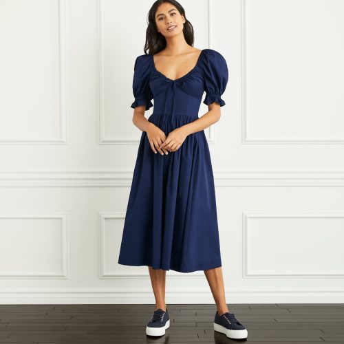 HHH612 TheOpheliaDress NavyPoplin NavyPoplin C