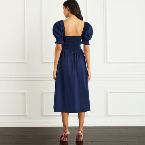 HHH612 TheOpheliaDress NavyPoplin NavyPoplin D