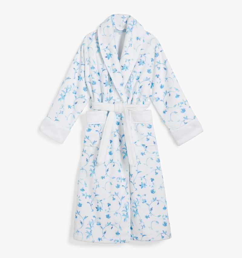 HHH795 TheWomen sHotelRobe BlueBotanical BlueBotanical A