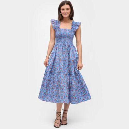 The Ellie Nap Dress Swedish Floral Blue Multi Front