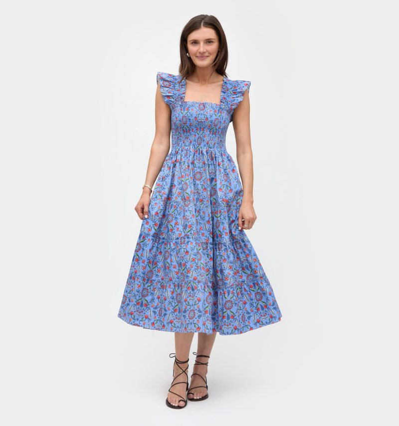 The Ellie Nap Dress Swedish Floral Blue Multi Front