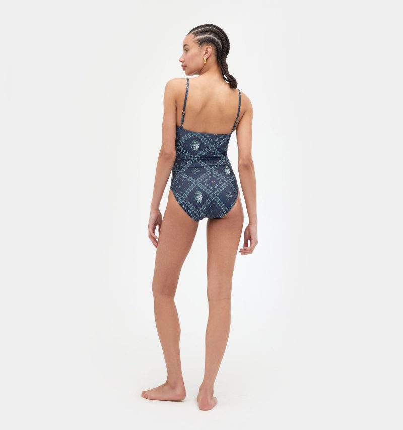 The Giana Swimsuit Navy Floral Patchwork 2