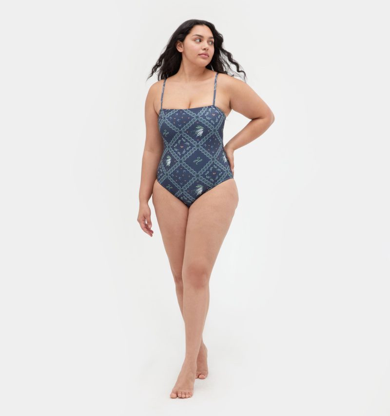 The Giana Swimsuit Navy Floral Patchwork 3