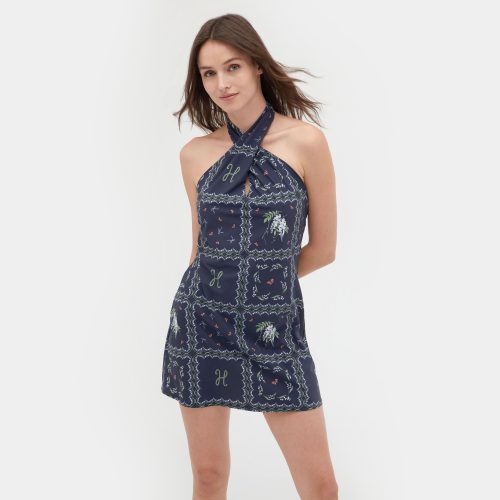 The Nicolette Coverup Navy Floral Patchwork 2