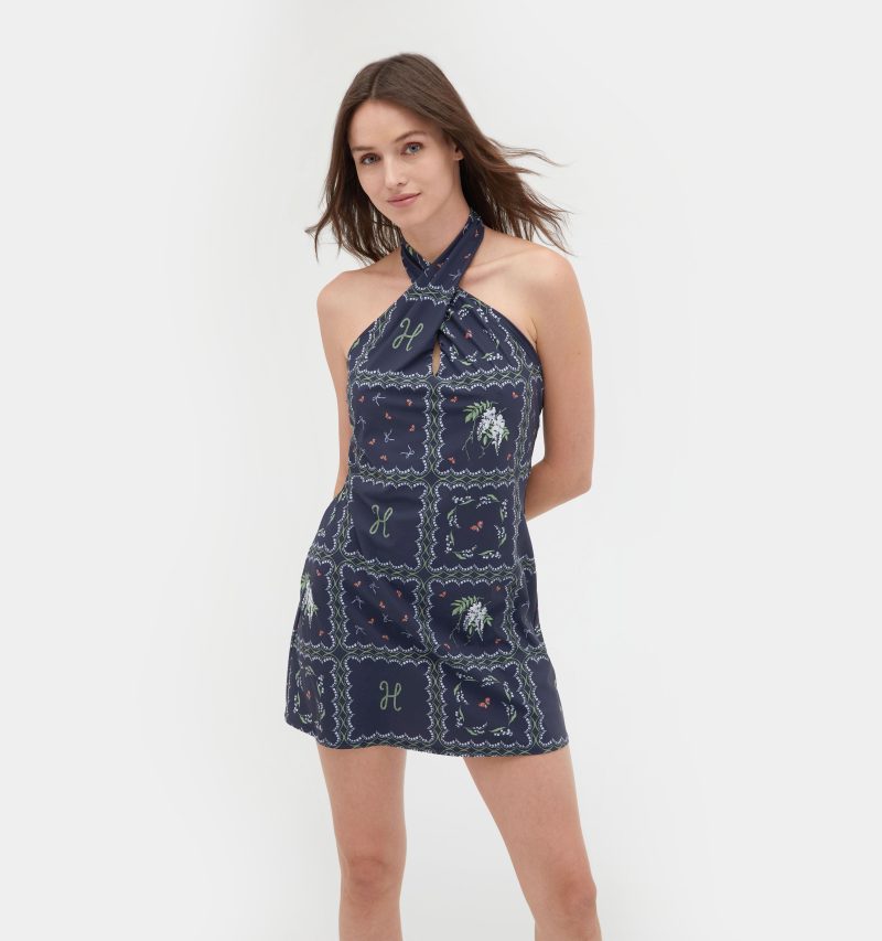 The Nicolette Coverup Navy Floral Patchwork 2