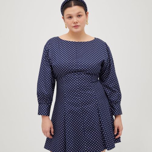 TheAvelineDress PolkaDotinNavyCottonSateenAnna1260copy