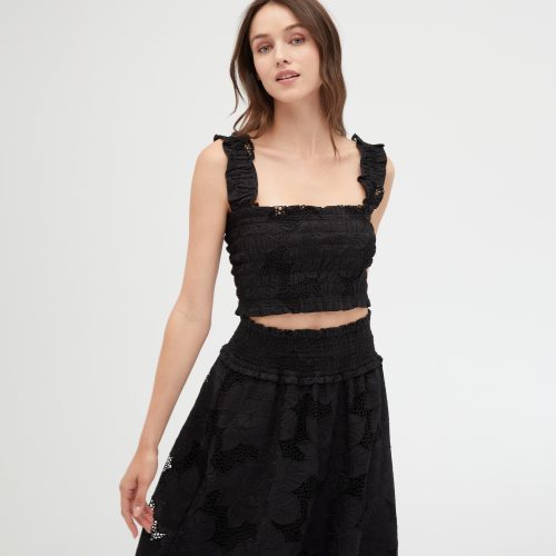 TheDelphineNapSkirt BlackCottonFloralLaceTheAzaleaNapTop BlackCottonFloralLace6170 116