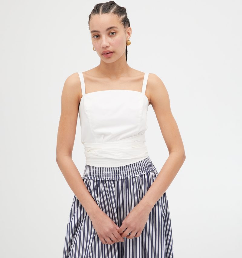 TheDelphineNapSkirt NavyStripeTheMirandaTop White2912 92