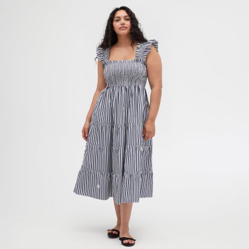 TheEllieNapDress NavyStripeCurve 01200