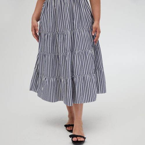 TheEllieNapDress NavyStripeCurve 01251