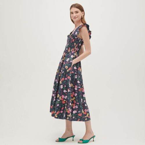 TheEllieNapDress PeonyBouquetinNavyMultiCottonSateen1280copy