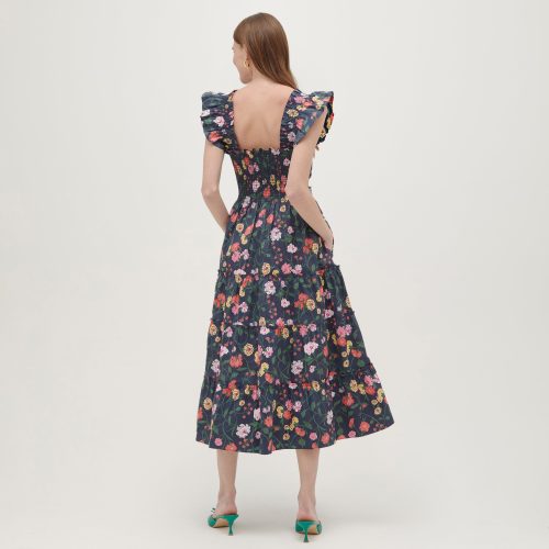 TheEllieNapDress PeonyBouquetinNavyMultiCottonSateen1292copy