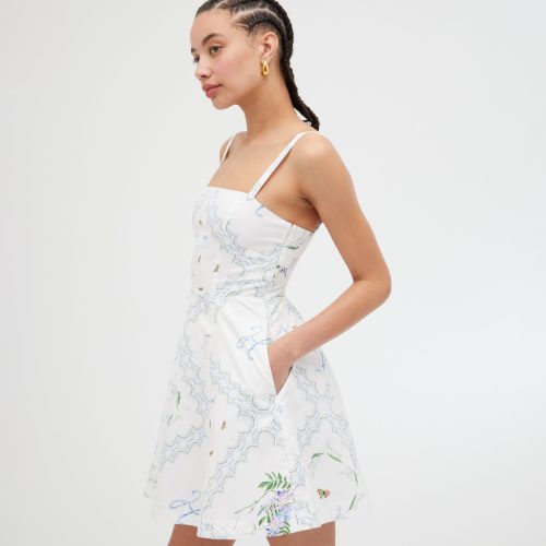 TheMargotMiniDress FloralPatchworkinWhite1545