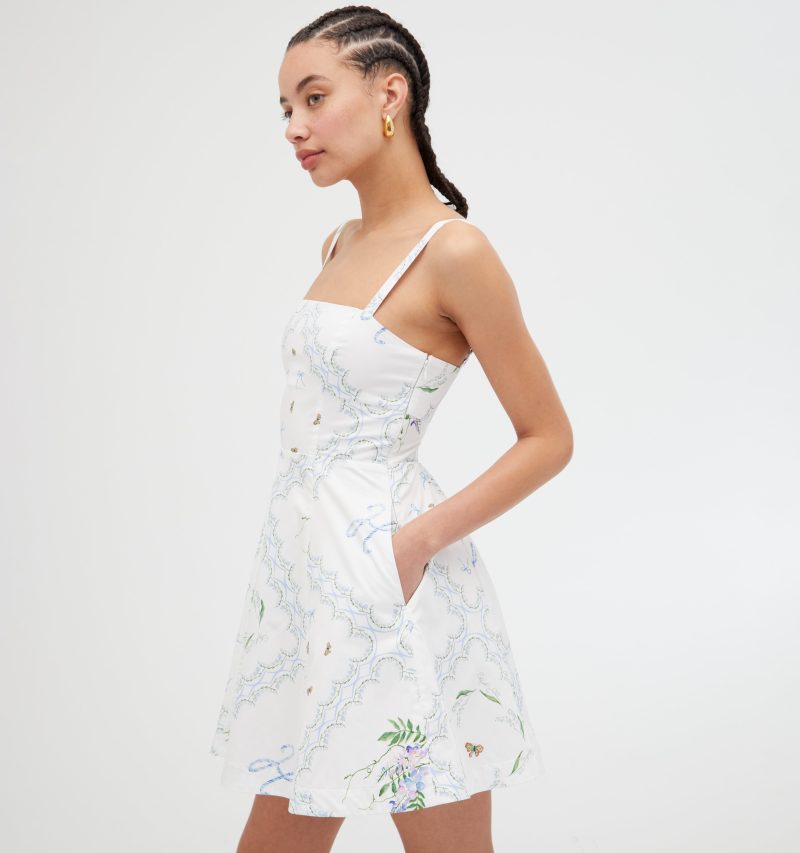 TheMargotMiniDress FloralPatchworkinWhite1545