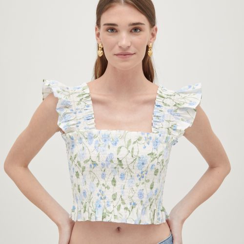 ThePazNapTop PeonyBouquetinBlue GreenCottonPoplin1015copy