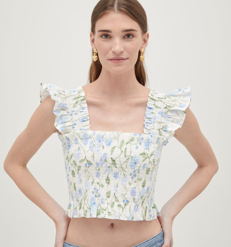 ThePazNapTop PeonyBouquetinBlue GreenCottonPoplin1015copy